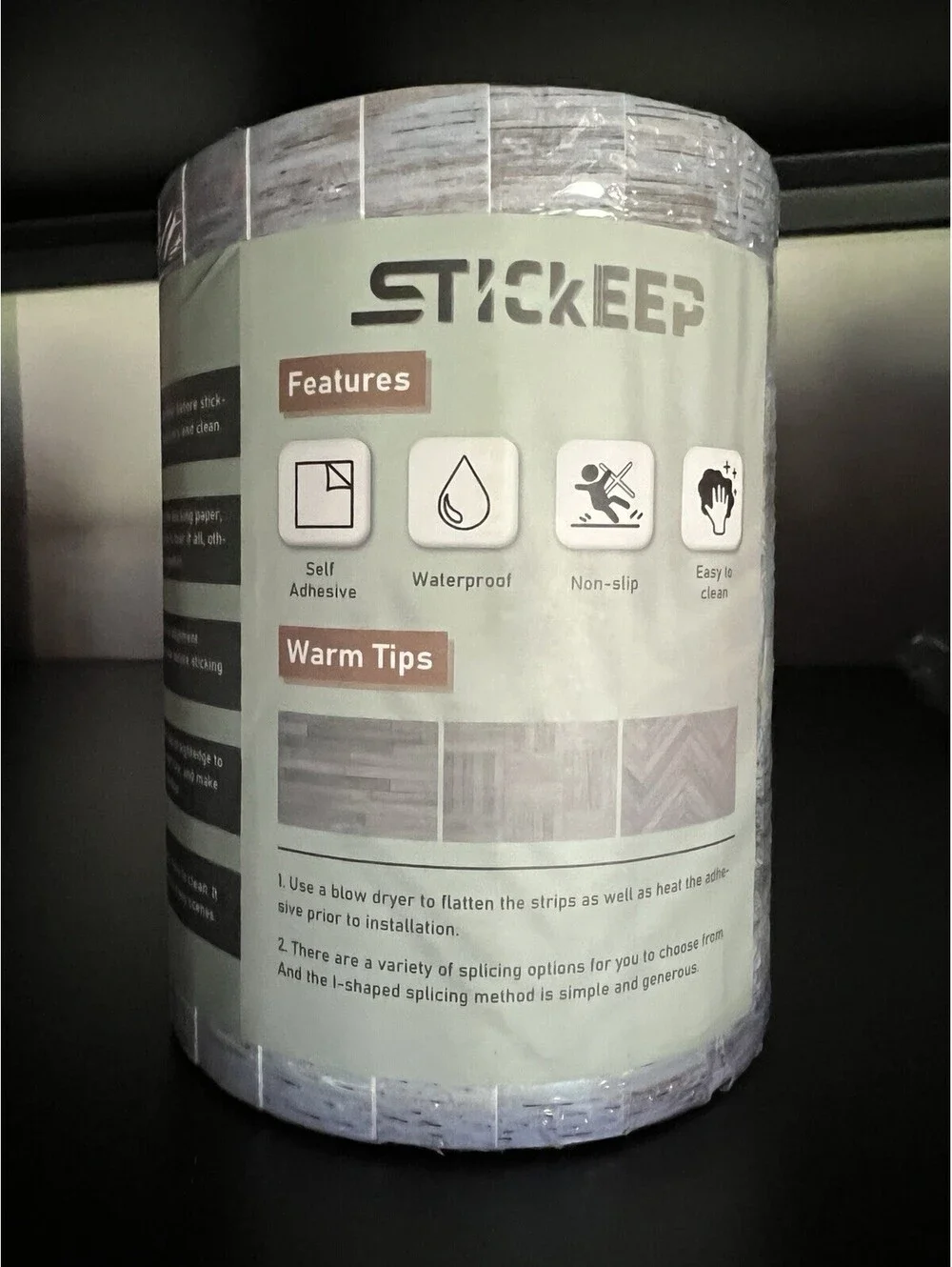 Stickeep peel and stick wall paper 36x6 blue/grey/wood